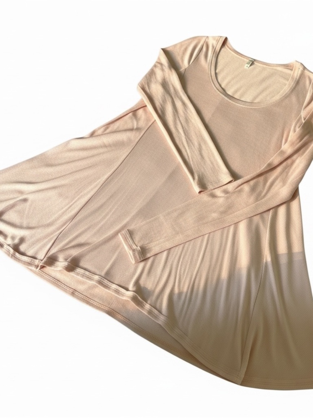 Free People SZ L January Tee, a popular long-sleeve ribbed tunic NWOT PALE BLUSH